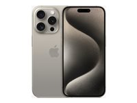 Apple iPhone 15 Pro - 5G smartphone - dobbelt-SIM / Internminne 128 GB - OLED-display - 6.1" - 2556 x 1179 piksler (120 Hz) - 3x bakkamera 48 MP, 12 MP, 12 MP - front camera 12 MP - naturlig titan MTUX3QN/A