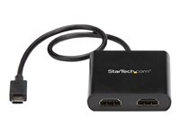 StarTech.com 2-Port Multi Monitor Adapter, USB-C to 2x HDMI Video Splitter, USB Type-C DP Alt Mode to HDMI MST Hub, Dual 4K 30Hz or 1080p 60Hz, Compatible with Thunderbolt 3, Windows Only - Multi Stream Transport (MSTCDP122HD) - Adapterkabel - 24 pin USB-C hann til HDMI hunn - 44 m - svart - 4 K 30 Hz (3840 x 2160) støtte, støtte for 2560 x 1600 (WQXGA) 60 Hz - for P/N: TB33A1C MSTCDP122HD