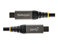 StarTech.com 3ft (1m) USB C Cable 10Gbps, USB-IF Certified USB-C Cable, USB 3.1/3.2 Gen 2 Type-C Cable, 100W (5A) Power Delivery Charging, DP Alt Mode, USB C to C Cord, Charge & Sync - Thunderbolt 3 Compatible (USB31CCV1M) - USB-kabel - 24 pin USB-C (hann) til 24 pin USB-C (hann) - USB 3.2 Gen 2 / DisplayPort 1.4 /Thunderbolt 3 - 1 m - 4K-støtte - svart, grå USB31CCV1M