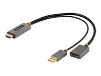 StarTech.com 1ft (30cm) HDMI to DisplayPort Adapter, Active 4K 60Hz HDMI Source to DP Monitor Adapter Cable, USB Bus Powered, HDMI 2.0 to DisplayPort Converter for Laptops/PC - Supports HDR and Ultrawide Displays (128-HDMI-DISPLAYPORT) - Adapterkabel - HDMI, USB (kun strøm) hann til DisplayPort hunn - 30 cm - grå, svart - støtte for 4K 60 Hz (3840 x 2160), aktiv, ensrettet 128-HDMI-DISPLAYPORT