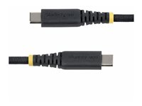 StarTech.com - USB-kabel - 24 pin USB-C (hann) til 24 pin USB-C (hann) - USB 2.0 - 3 A - USB Power Delivery (60W), rett, robust, støtte for Power Delivery 2,0 - svart USB2CC1MNCBR