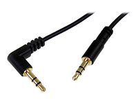 StarTech.com 3 ft. (0.9 m) 3.5mm Audio Cable - 3.5mm Slim Audio Cable - Right Angle - Male/Male - Aux Cable (MU3MMSRA) - Lydkabel - mini-phone stereo 3.5 mm hann til mini-phone stereo 3.5 mm hann - 91 cm - svart - høyrevinklet kontakt - for P/N: SV231DVGAU2A, SV431DVGAU2A MU3MMSRA