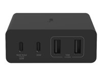 Belkin BoostCharge Pro - Strømadapter - GaN-teknologi - 108 watt - Fast Charge, PD 3.0 - 4 utgangskontakter (2 x USB, 2 x USB-C) - svart WCH010VFBK
