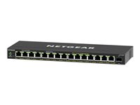 NETGEAR Plus GS316EPP - Switch - Styrt - 15 x 10/100/1000 (PoE+) + 1 x SFP - stasjonær, veggmonterbar - PoE+ (231 W) GS316EPP-100PES