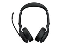 Jabra Evolve2 55 MS Stereo - Hodesett - on-ear - Bluetooth - trådløs - aktiv støydemping - USB-C - svart - Zoom Certified, Cisco Webex Certified, Alcatel-Lucent Certified, Avaya Certified, Unify Certified, MFi Certified, Google Meet Certified, Amazon Chime Certified 25599-999-899