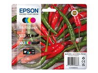 Epson 503 XL Multipack - 4-pack - XL - svart, gul, cyan, magenta - original - blære med RF/lyd-alarm - blekkpatron - for Expression Home XP-5200, XP-5205; WorkForce WF-2960DWF, WF-2965DWF C13T09R94020