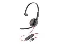 Poly Blackwire 3210 - Blackwire 3200 Series - hodesett - on-ear - kablet - USB-A - svart - Skype Certified, Cisco Jabber Certified, Avaya Certified 80S01A6