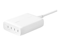 Belkin BoostCharge Pro - Strømadapter - GaN-teknologi - 200 watt - 5 A - Fast Charge, Power Delivery 3.1, PD 3.0 - 4 utgangskontakter (24 pin USB-C) - hvit WCH015VFWH