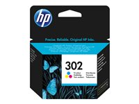 HP 302 - 4 ml - farge (cyan, magenta, gul) - original - blekkpatron - for Deskjet 11XX, 21XX, 36XX; Envy 451X, 452X; Officejet 38XX, 46XX, 52XX F6U65AE#301