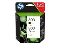 HP 303 - 2-pack - farge (cyan, magenta, gul), pigmentert svart - original - blekkpatron - for ENVY Photo 62XX, Photo 71XX, Photo 78XX; ENVY Inspire 72XX, 79XX; Tango 3YM92AE