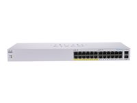 Cisco Business 110 Series 110-24PP - Switch - ikke-styrt - 12 x 10/100/1000 (PoE) + 12 x 10/100/1000 + 2 x kombo-Gigabit SFP - stasjonær, rackmonterbar, veggmonterbar - PoE (100 W) CBS110-24PP-EU