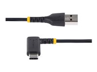 StarTech.com 6ft (2m) USB A to C Charging Cable Right Angle, Heavy Duty Fast Charge USB-C Cable, USB 2.0 A to Type-C, Durable and Rugged Aramid Fiber, 3A, S20/iPad/Pixel - High Quality USB Charging Cord (R2ACR-2M-USB-CABLE) - USB-kabel - USB (hann) rett til 24 pin USB-C (hann) rettvinklet - Thunderbolt 3 / USB 2.0 - 3 A - 2 m - USB Power Delivery (60W) - svart R2ACR-2M-USB-CABLE