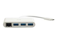 C2G USB C Hub with Ethernet - 3-Port USB Hub - Hub - 3 x SuperSpeed USB 3.0 + 1 x USB-C + 1 x 1000Base-T - stasjonær 29746