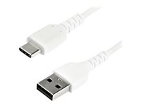 StarTech.com 1m USB A to USB C Charging Cable, Durable Fast Charge & Sync USB 2.0 to USB Type C Data Cord, Rugged TPE Jacket Aramid Fiber M/M 3A White, Samsung S10, S20, iPad Pro, Pixel - Heavy Duty and Rugged - USB-kabel - USB (hann) rett til 24 pin USB-C (hann) rett - Thunderbolt 3 / USB 2.0 - 1 m - hvit RUSB2AC1MW