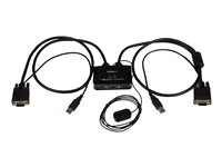 StarTech.com 2 Port USB VGA Cable KVM Switch - USB Powered with Remote Switch - KVM with VGA - Dual Port VGA KVM Switch (SV211USB) - KVM-svitsj - 2 x KVM port(s) - 1 lokalbruker - stasjonær SV211USB