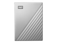 WD My Passport Ultra for Mac WDBPMV0050BSL - Harddisk - kryptert - 5 TB - ekstern (bærbar) - USB 3.1 (USB-C kontakt) - 256-bit AES - sølv WDBPMV0050BSL-WESN